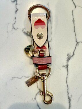 Coach Women's Stripe Heart Trigger Snap Bag Charm (Pre-owned)